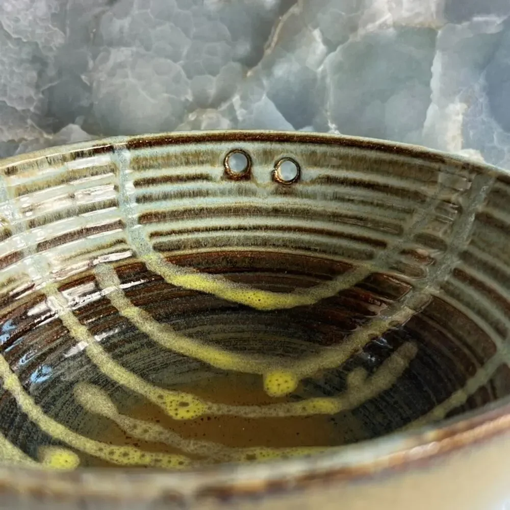 Art Studio CCW Noodle Bowl 8” Stoneware Pottery Coil Ombre Multicolor Handmade